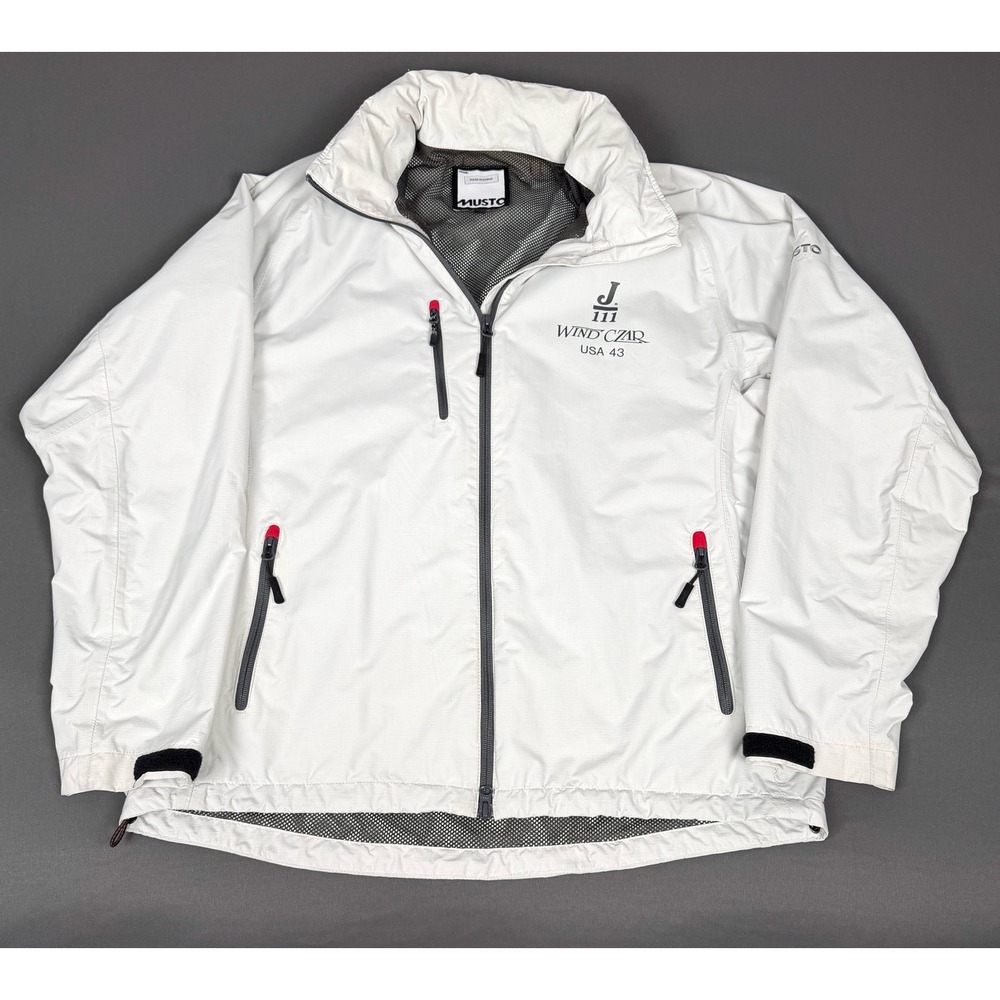 Musto BR1 Sailing Jacket Mens L Off-White Vintage J/111 Wind Czar Crew